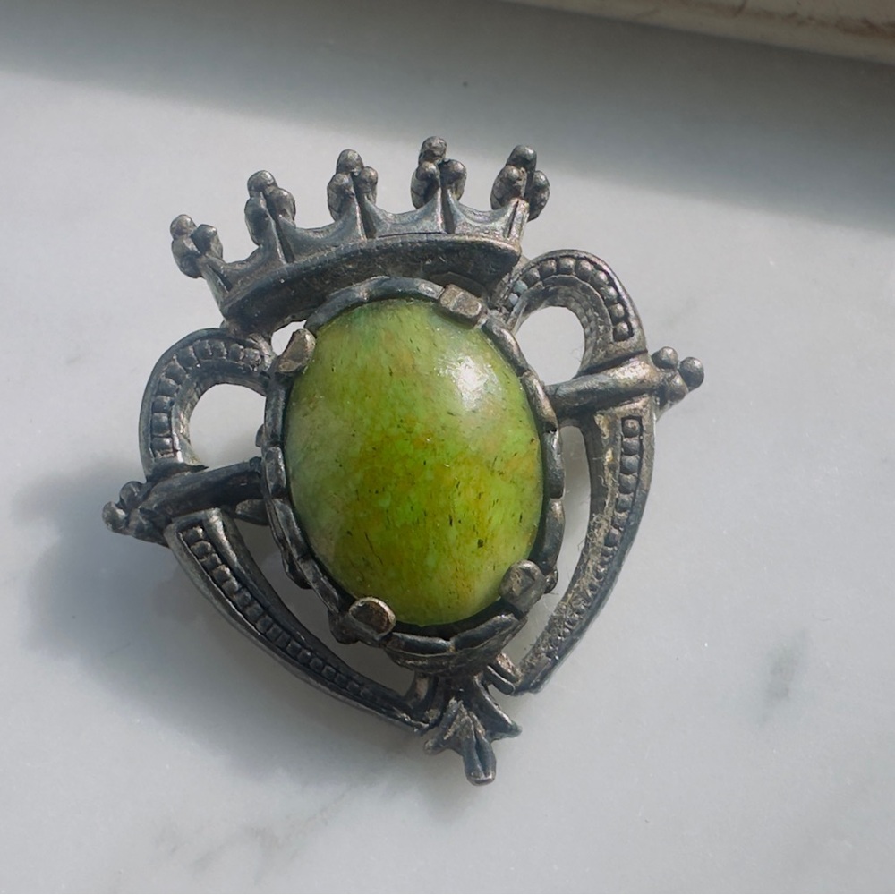 Vintage Green Stone Brooch